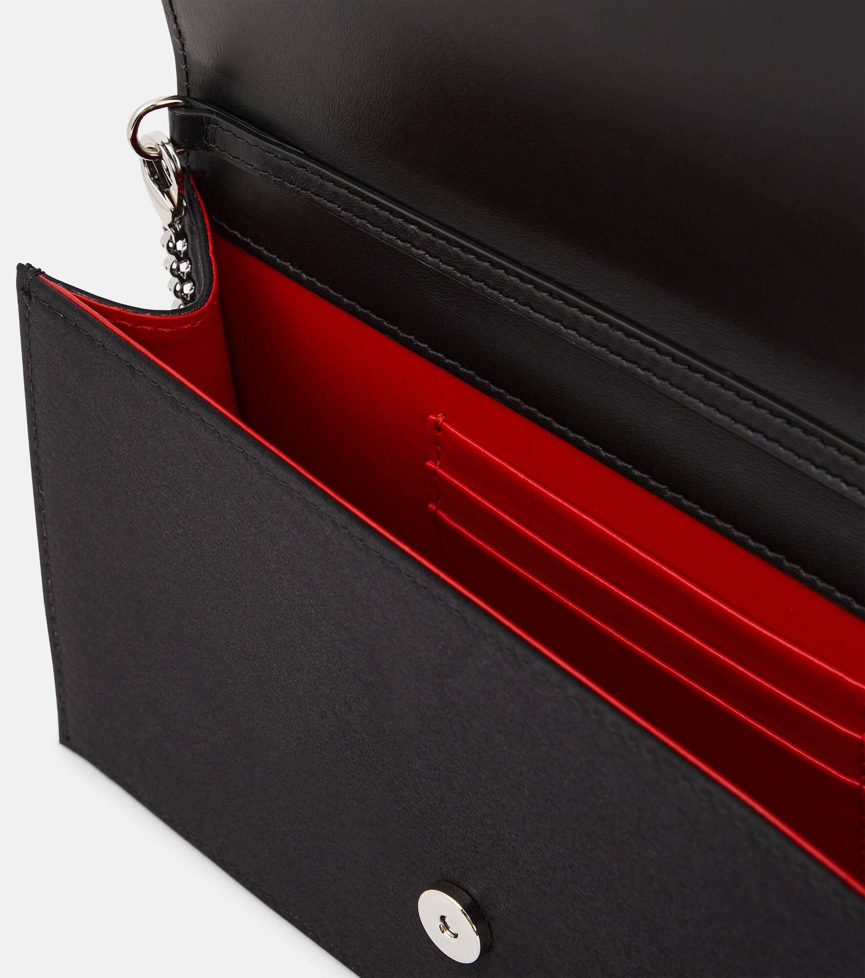 Loubi54 Small leather-trimmed silk clutch - 3