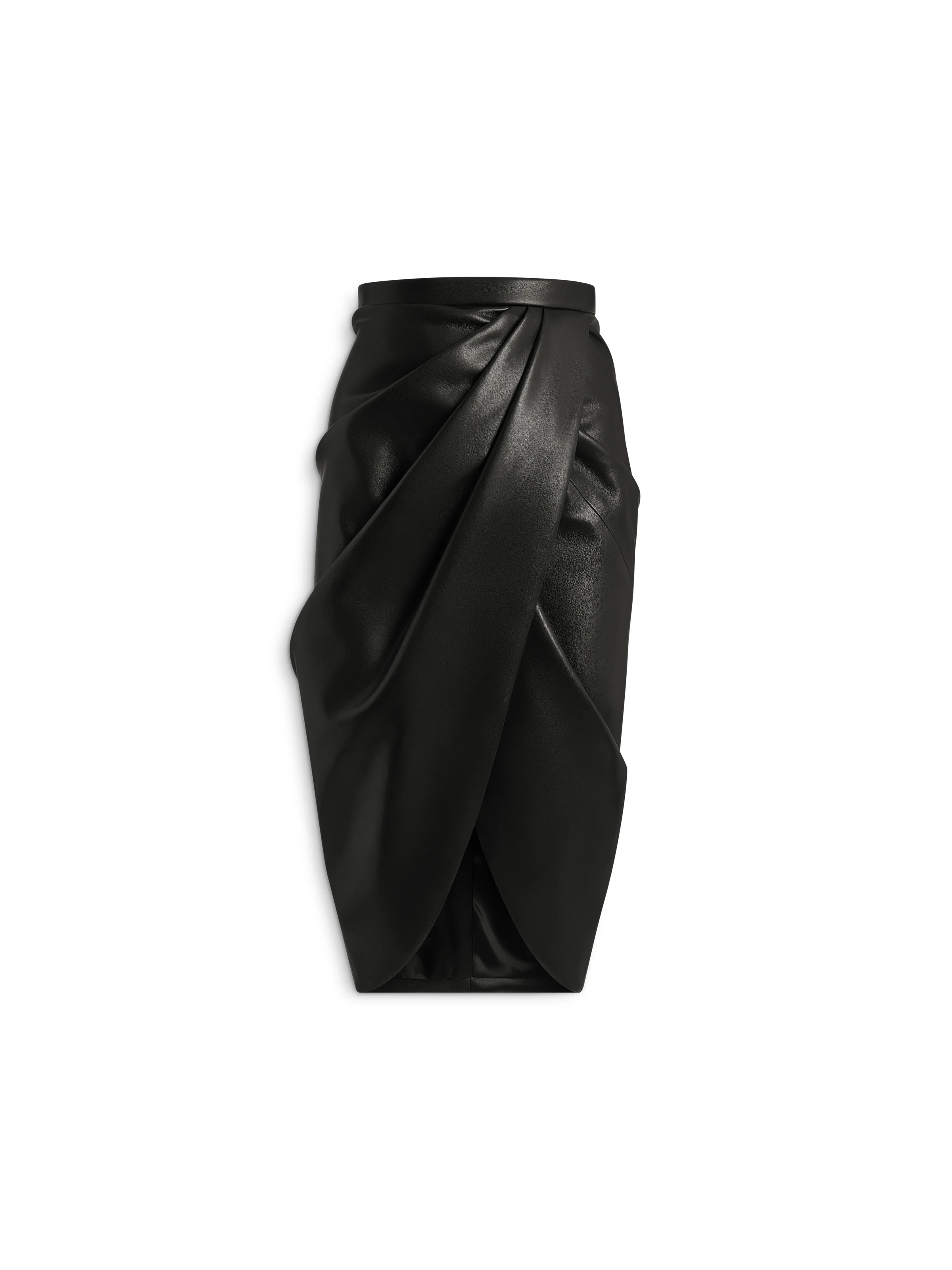 Draped lambskin midi skirt - 1