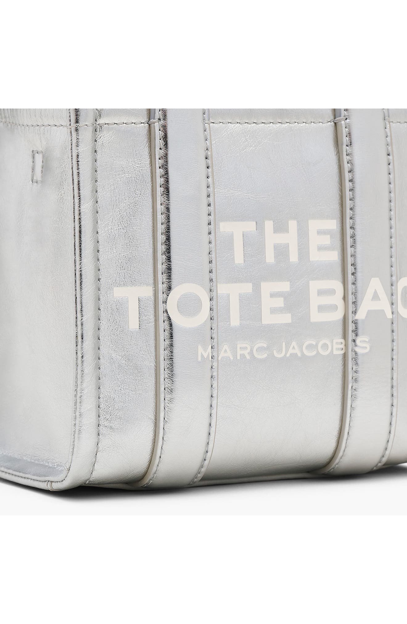 Marc Jacobs The Crossbody Metallic Leather Tote in Metallic Silver at Nordstrom - 6