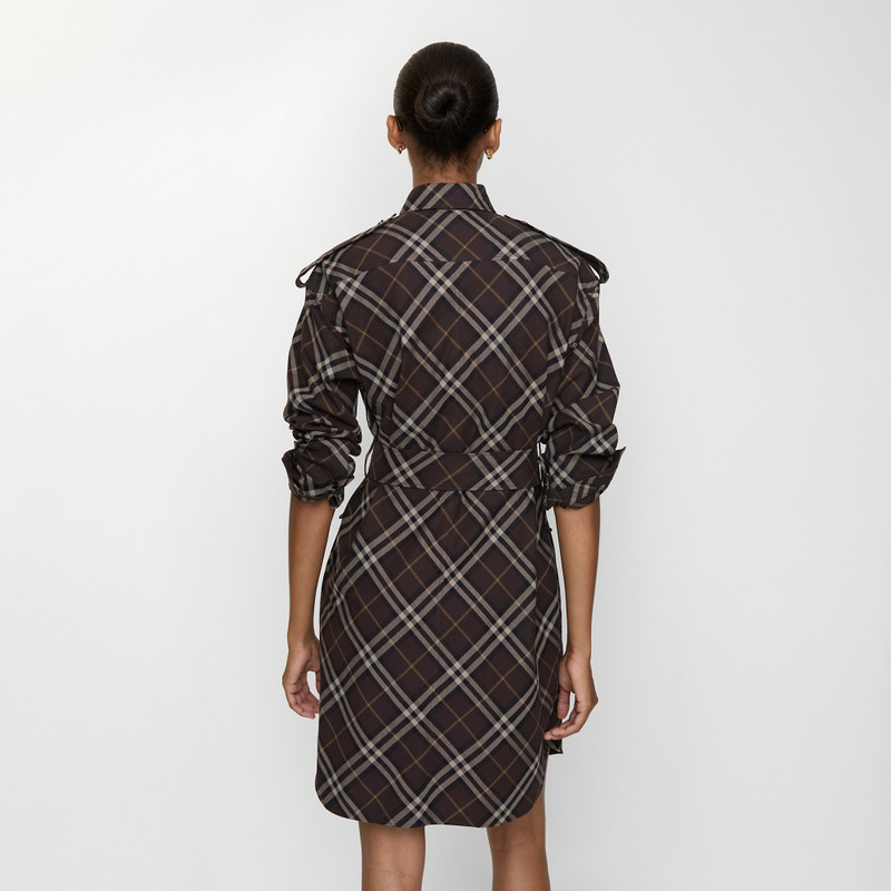 Check Cotton Flannel Shirt Dress 3