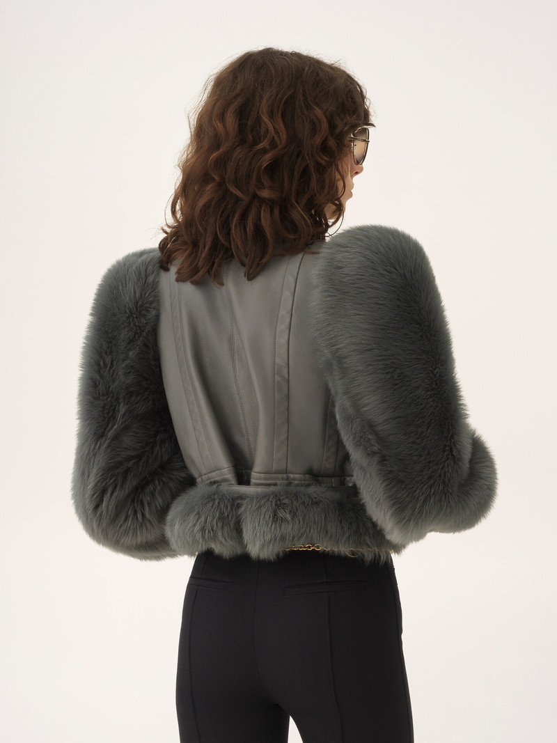 HIGH-NECK HYBRID JACKET IN LEATHER 4