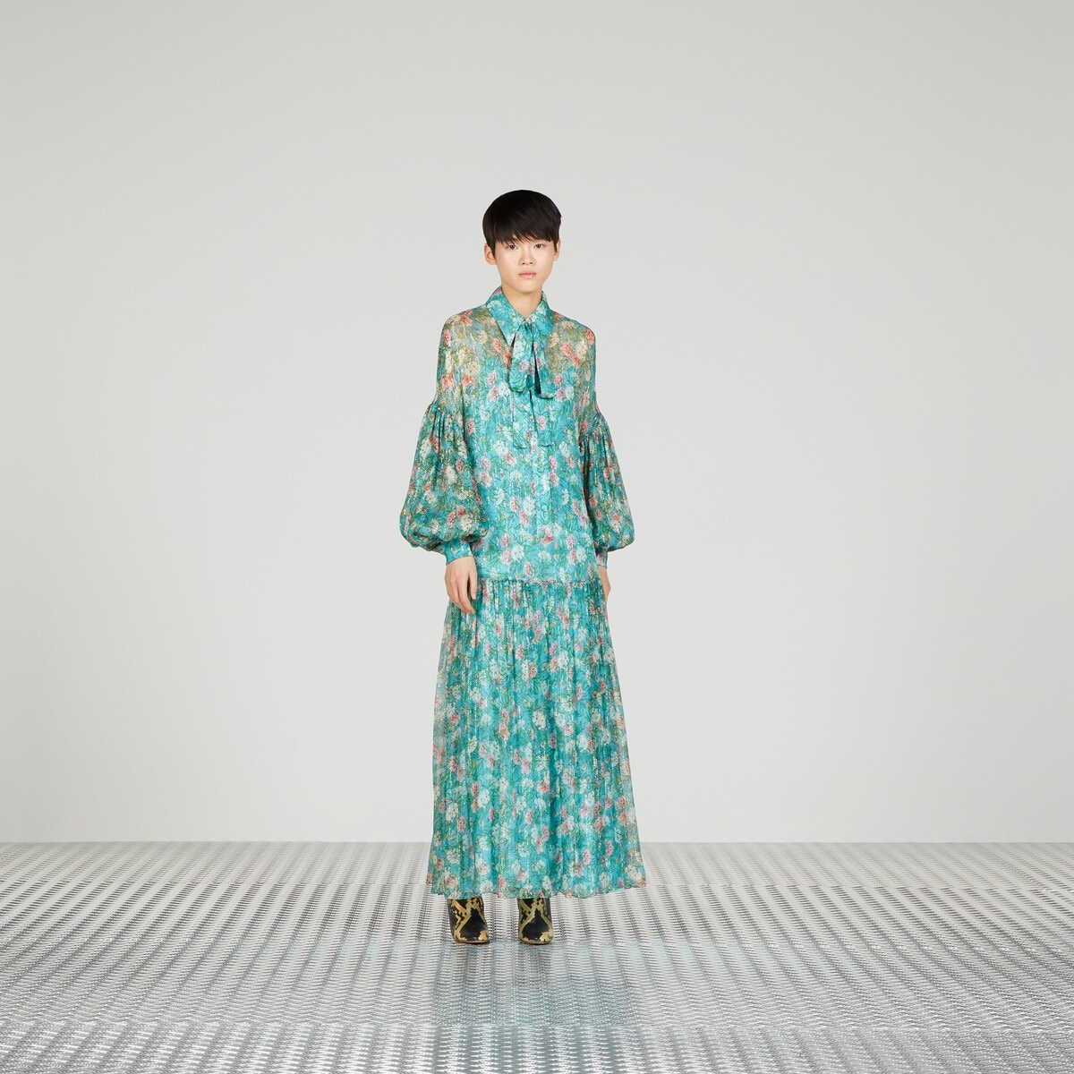 Floral print silk creponne dress - 6