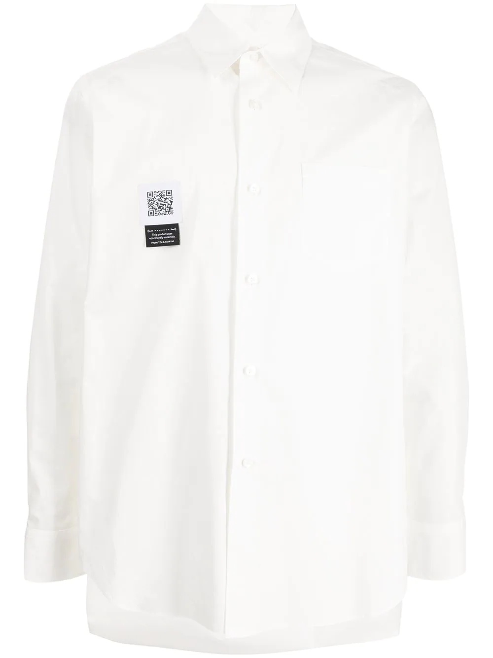 logo-patch draped cotton shirt - 1