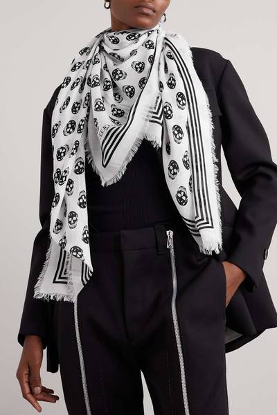 Alexander McQueen Fringed printed modal scarf outlook