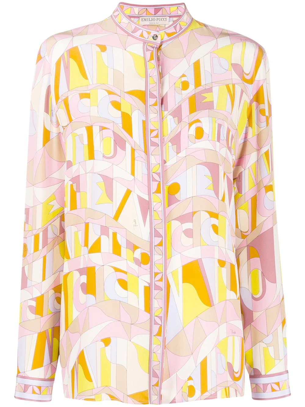 geometric print silk shirt - 1