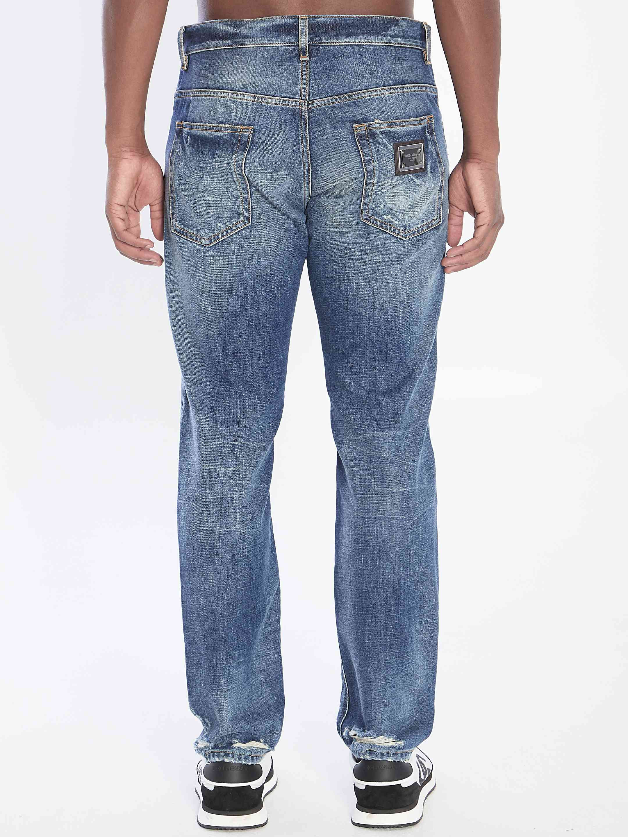 Dolce&Gabbana Men Denim Pants With Plaque - 4