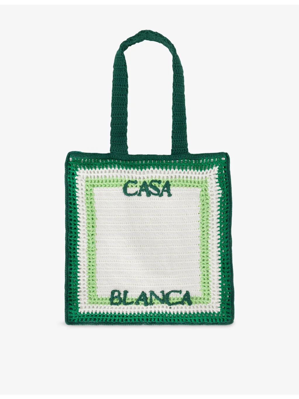 Embroidered-Logo Stripe Cotton-Crochet Tote Bag - 1