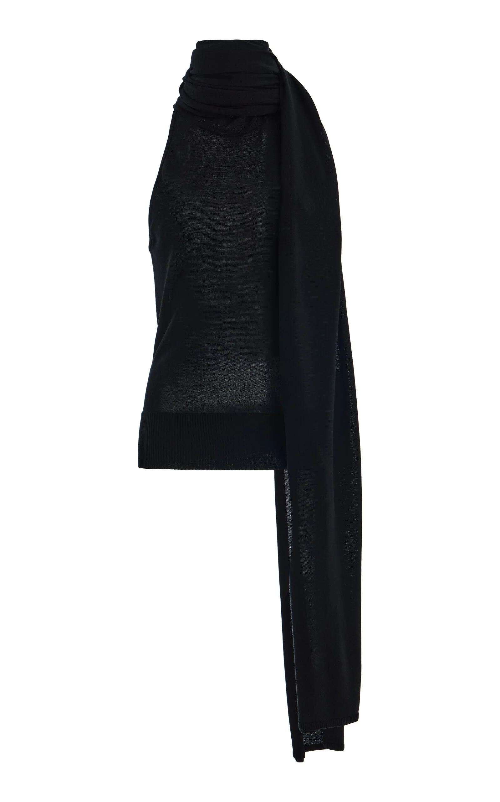 Scarf Neck Knit Tie Top - 1