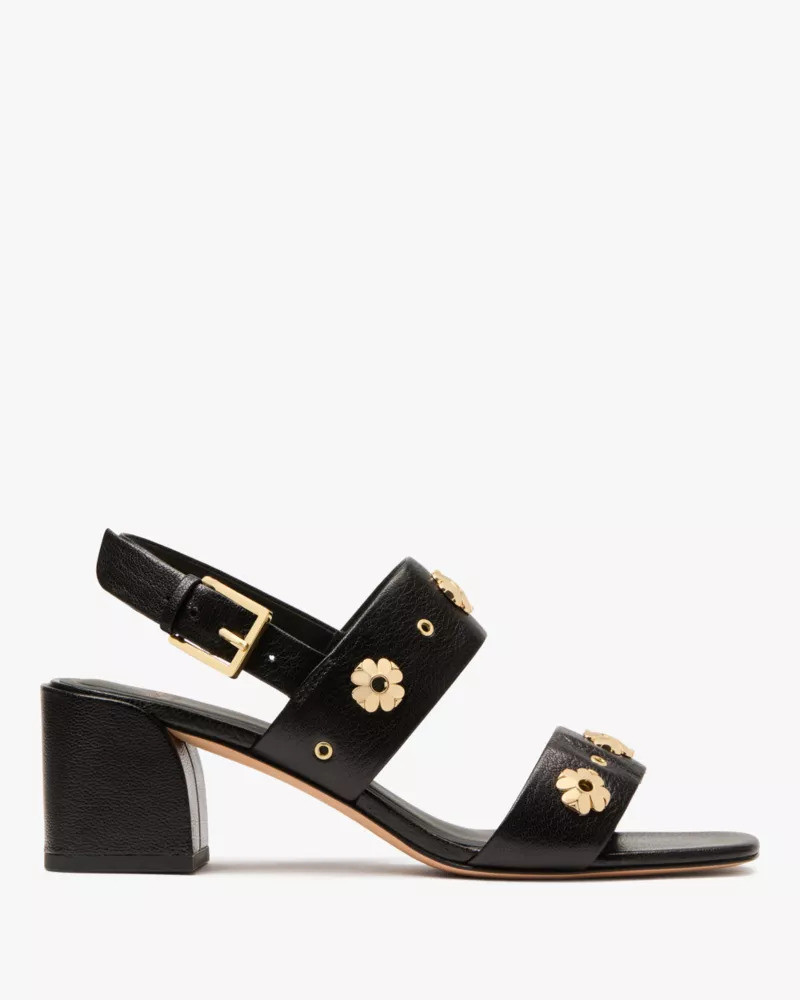 Spade Flower Stud Block Heels 1