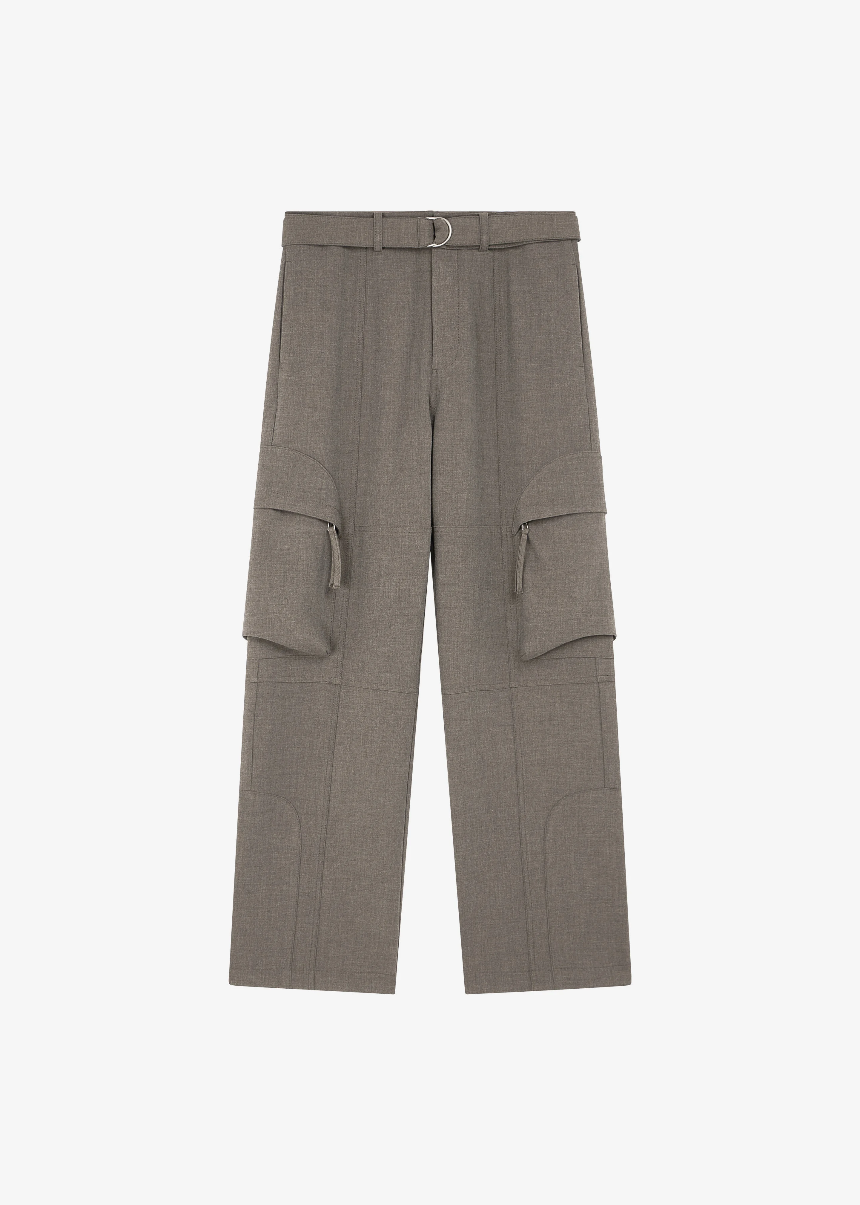 Kelly Double Weave Cargo Pants - Taupe Melange - 1