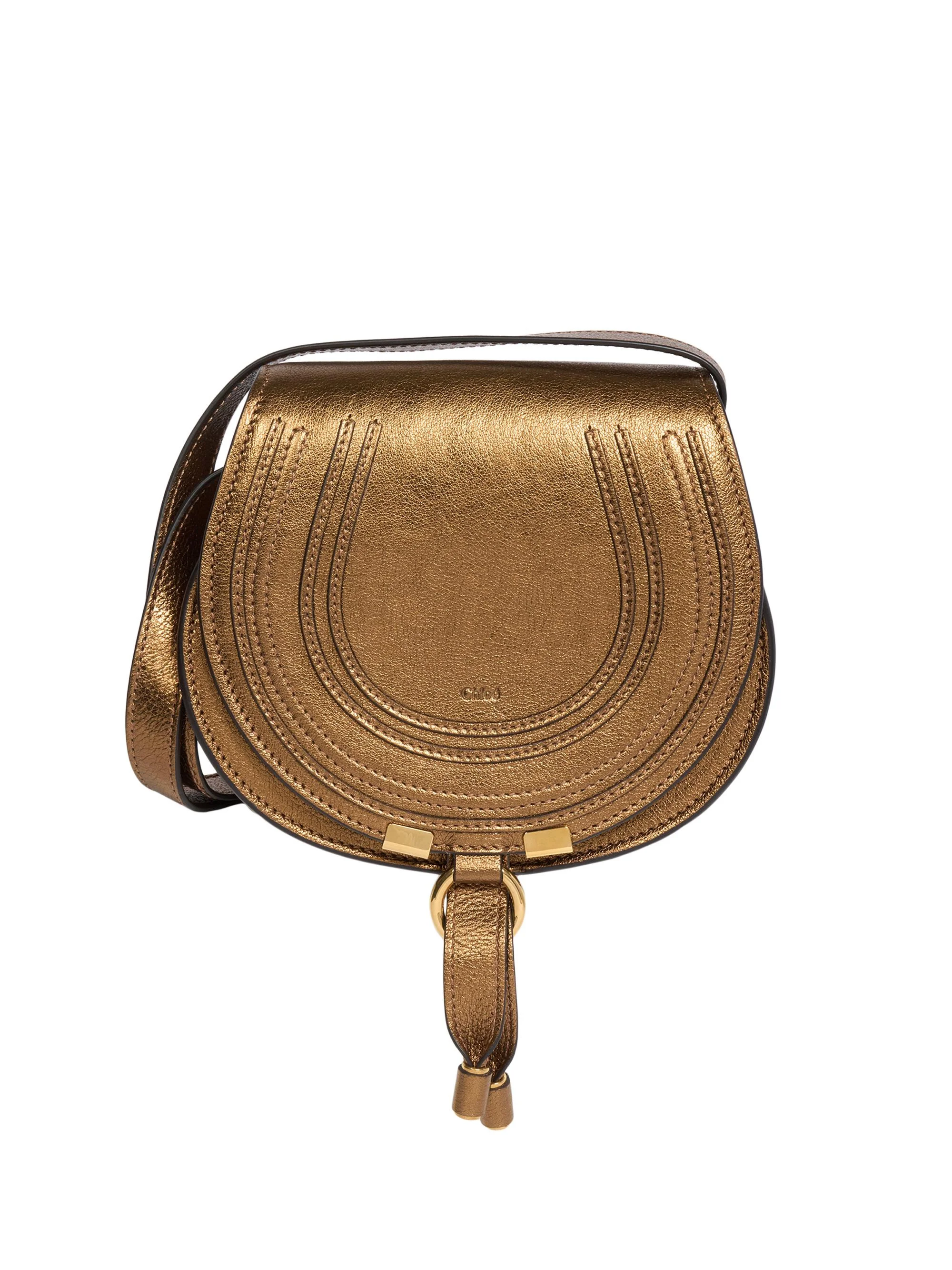 Women's Marcie Small Metallized Leather Crossbody - Golden Brown - 1