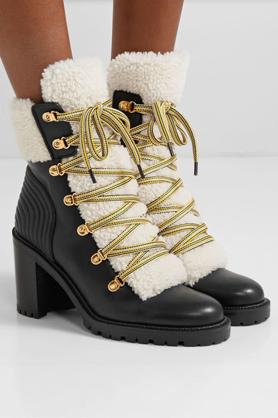 Christian Louboutin Yetita 70 shearling-trimmed leather ankle boots outlook