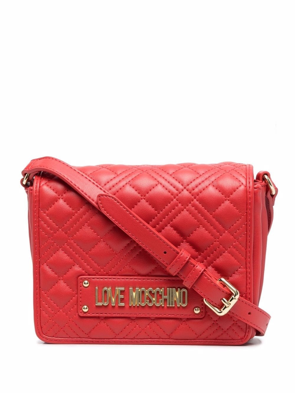 logo-plaque quilted shoulder bag - 1