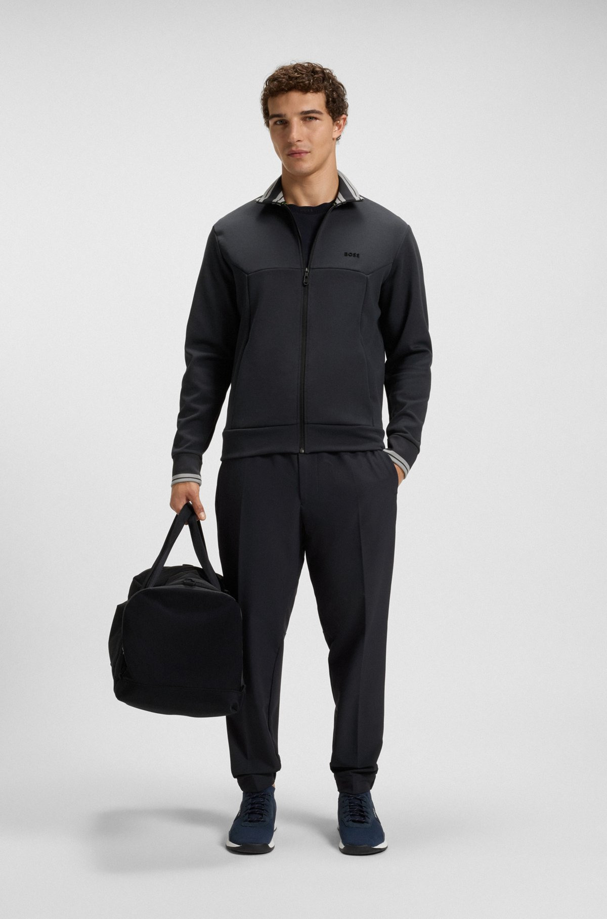 ZIP-UP SWEATSHIRT WITH STRIPED TRIMS - 4
