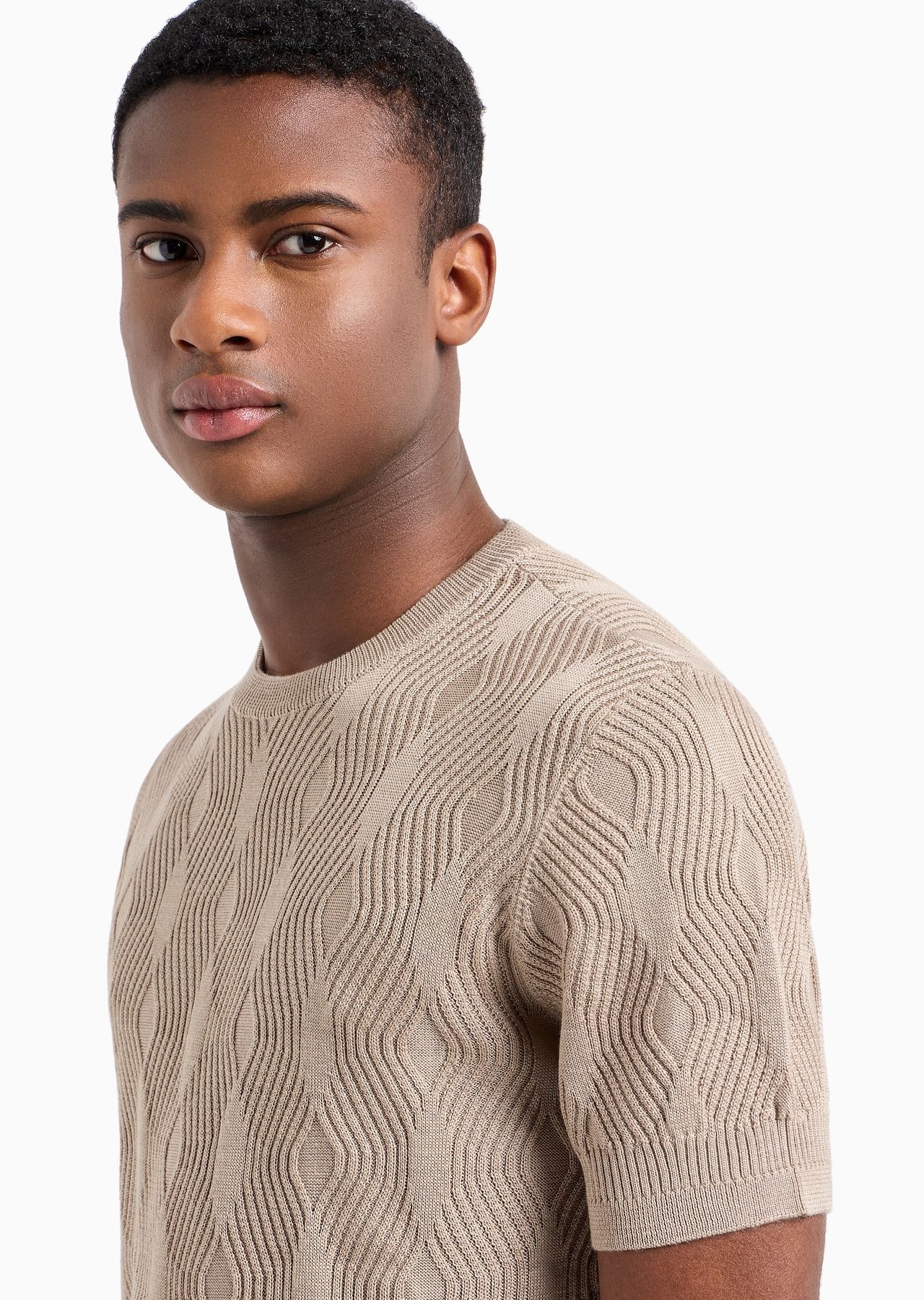 Embossed textured Lyocell-blend jumper with an op-art motif - 5