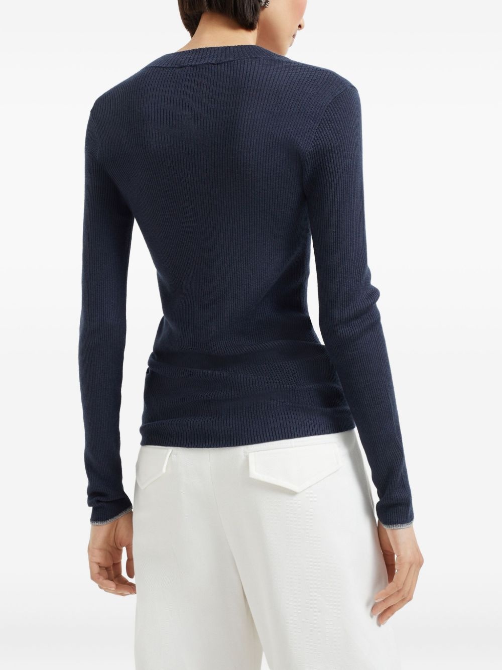 v-neck ribbed sweatshirt - 4