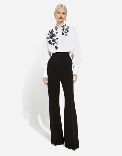 Dolce & Gabbana Oversize cotton shirt with lace appliqués outlook