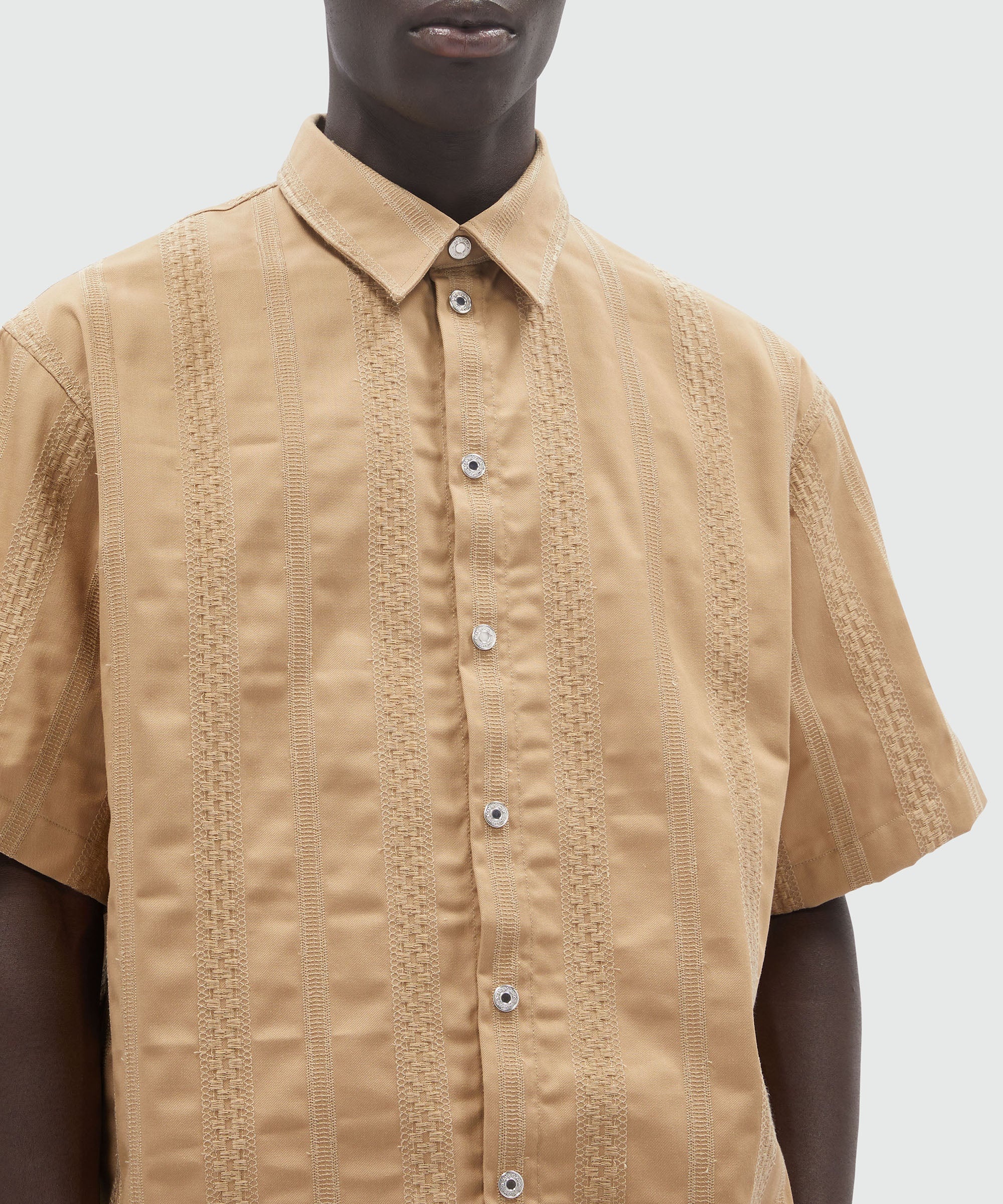 Gabardine shirt with stripes and embroidery - 5