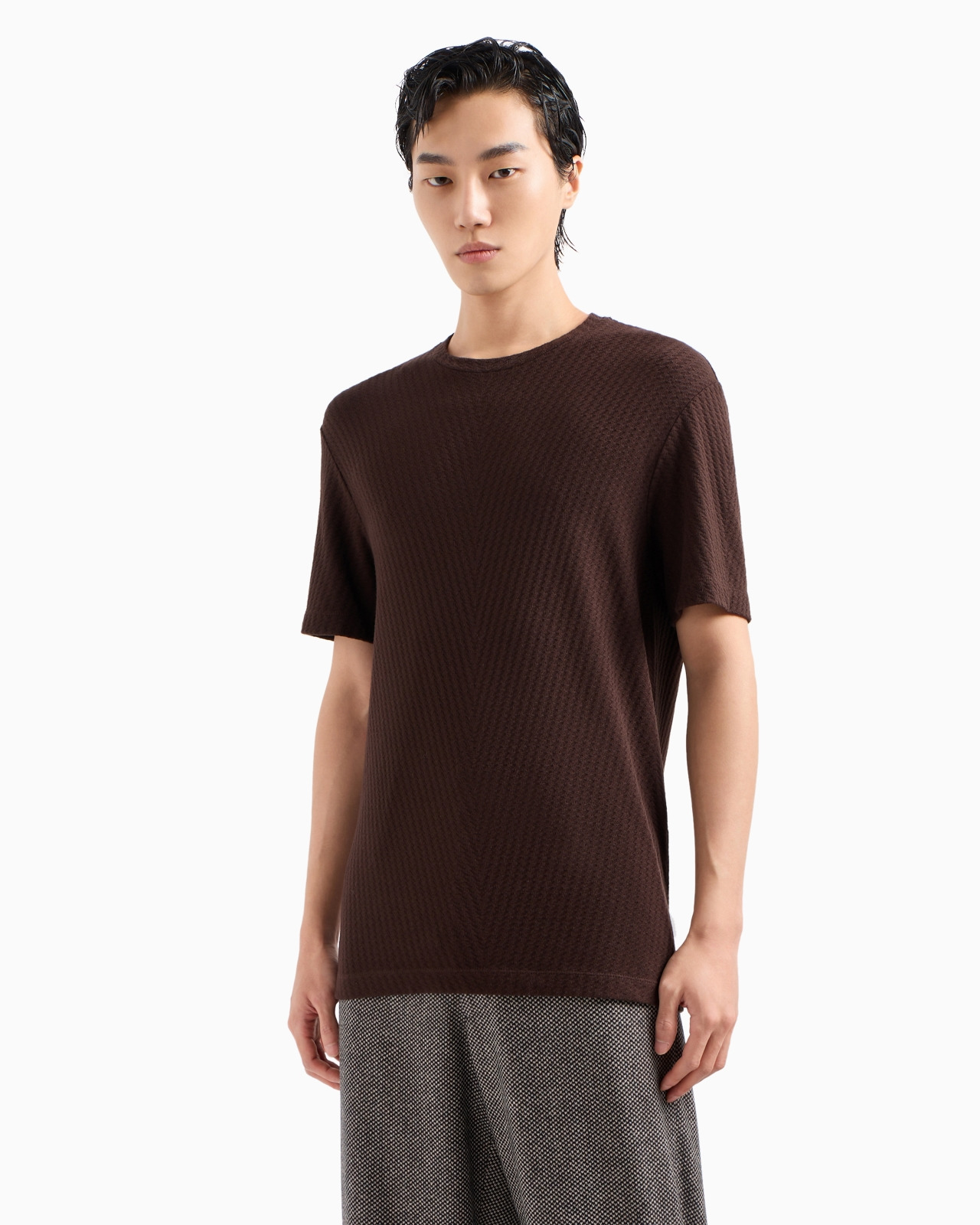 Viscose and cashmere jacquard jersey crew-neck T-shirt - 2