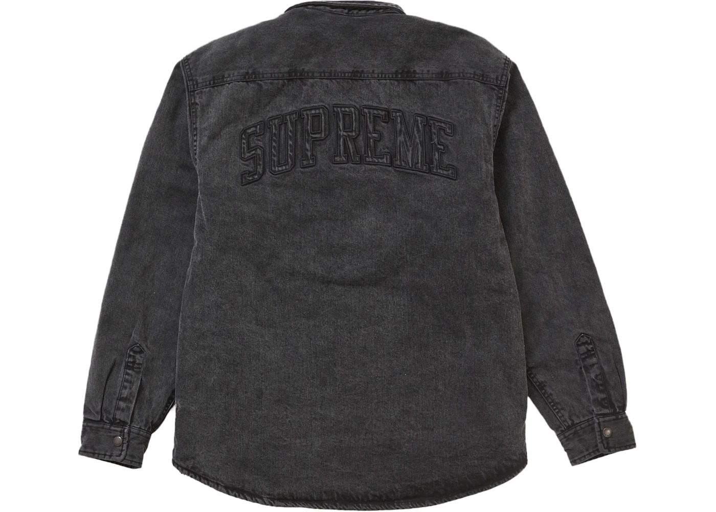 Supreme Faux Shearling Lined Work Shirt Black Denim - 3