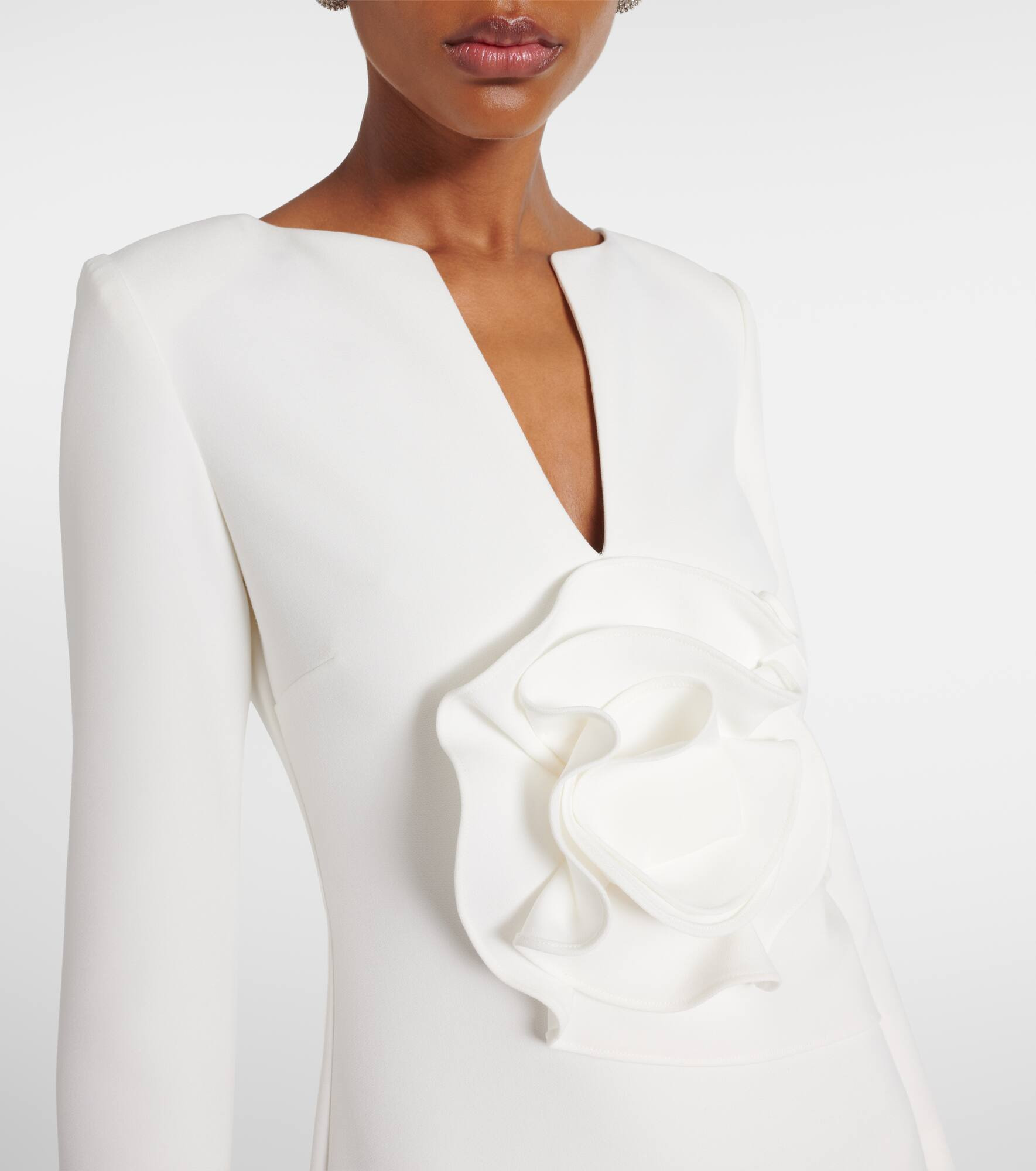 Bridal floral-appliqué cady gown - 4