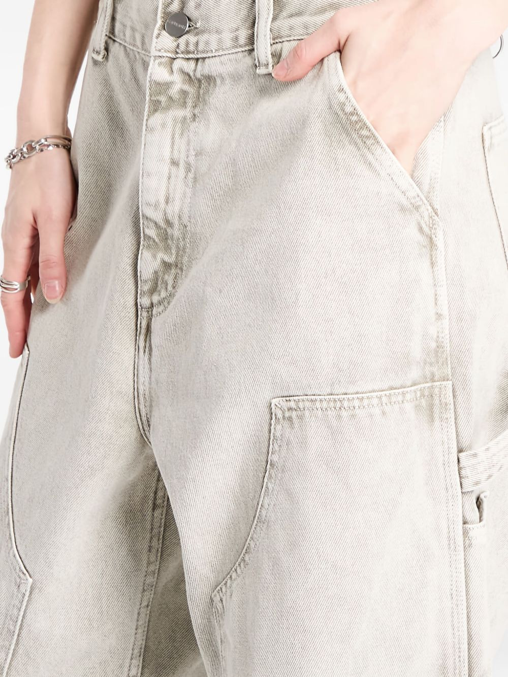 panelled cotton trousers - 4