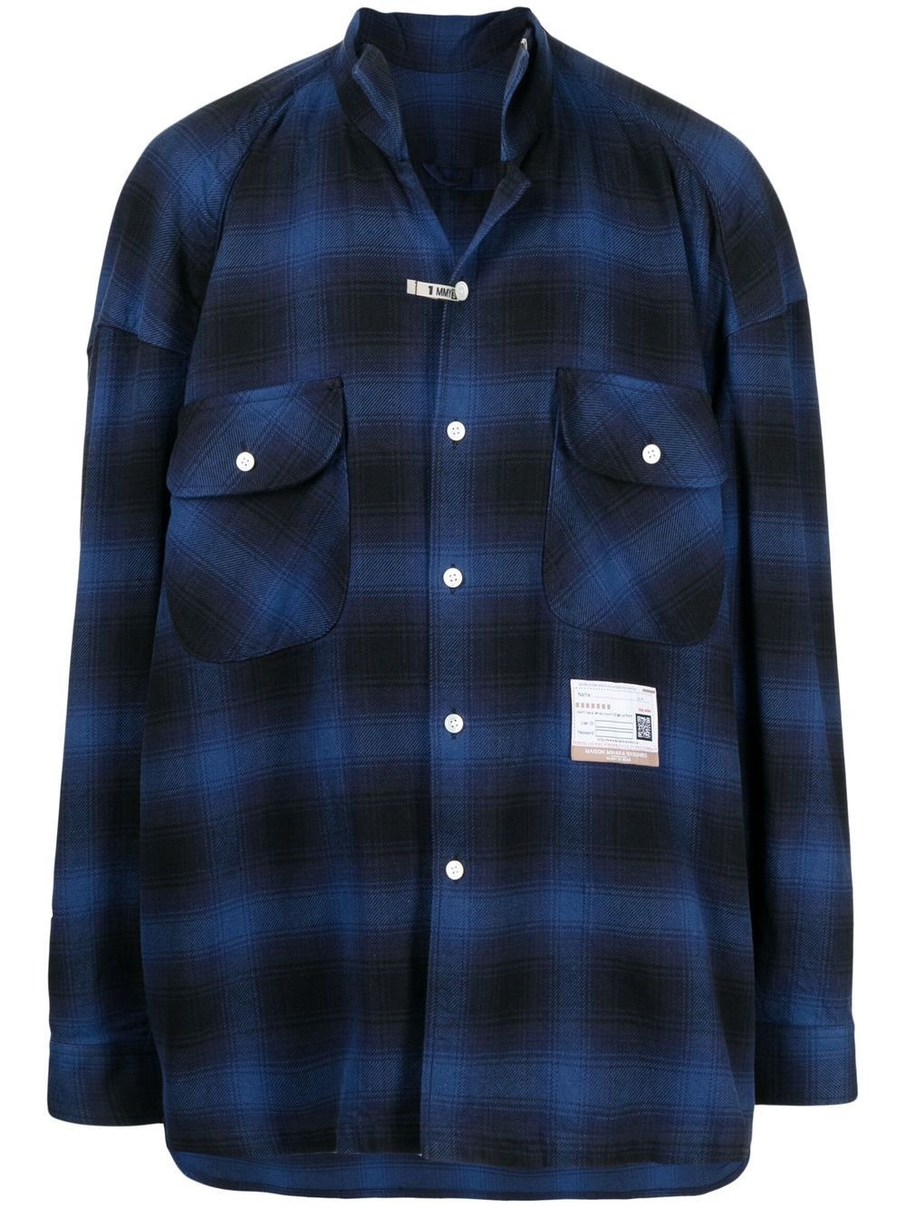 plaid-check oversized shirt - 1