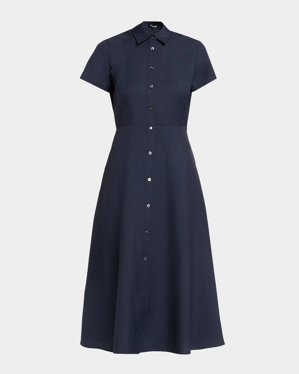 Short-Sleeve Buttoned Midi Dress - 1
