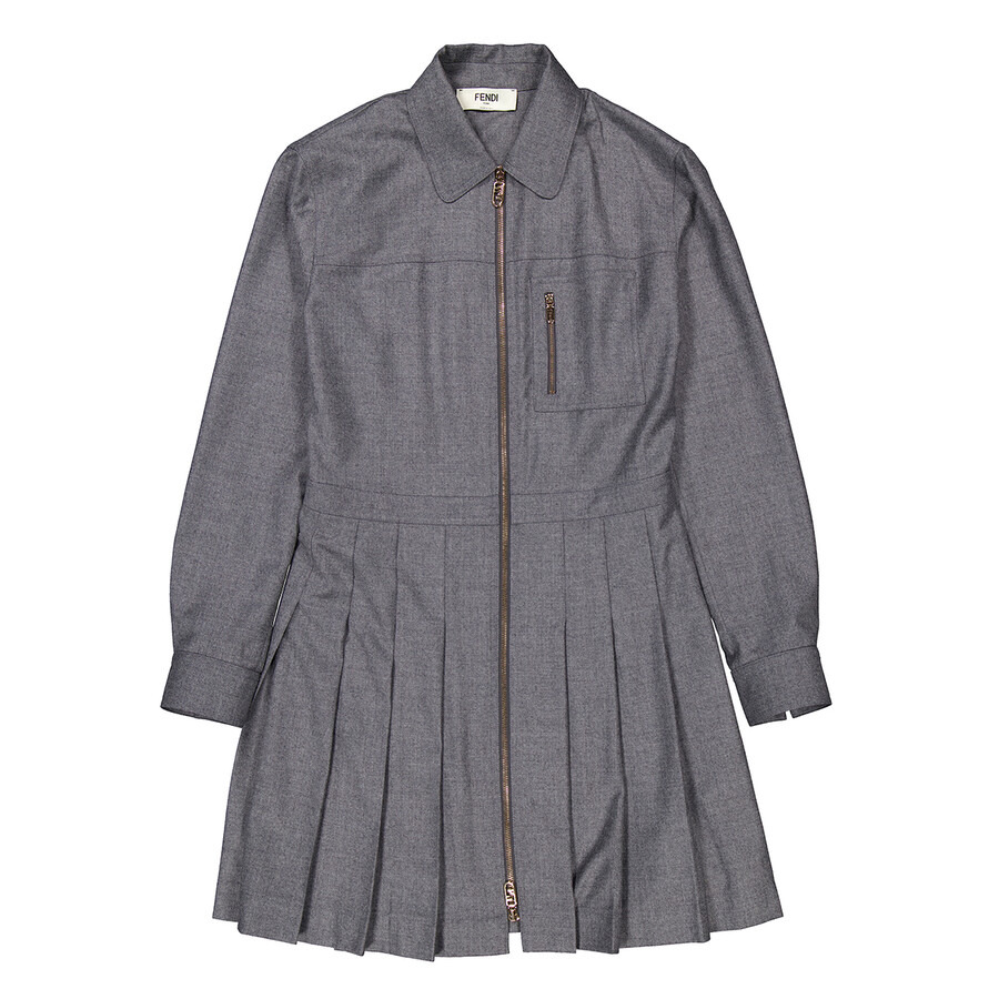 Fendi Pleated Long Sleeves Wool Dress - 2
