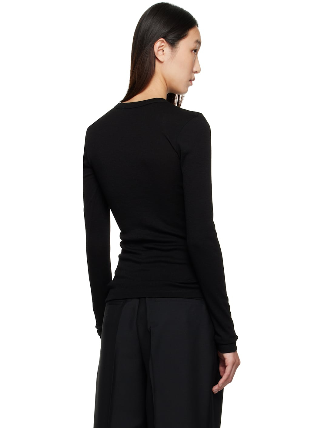 Black Fine Merino Longsleeve T-shirt - 3