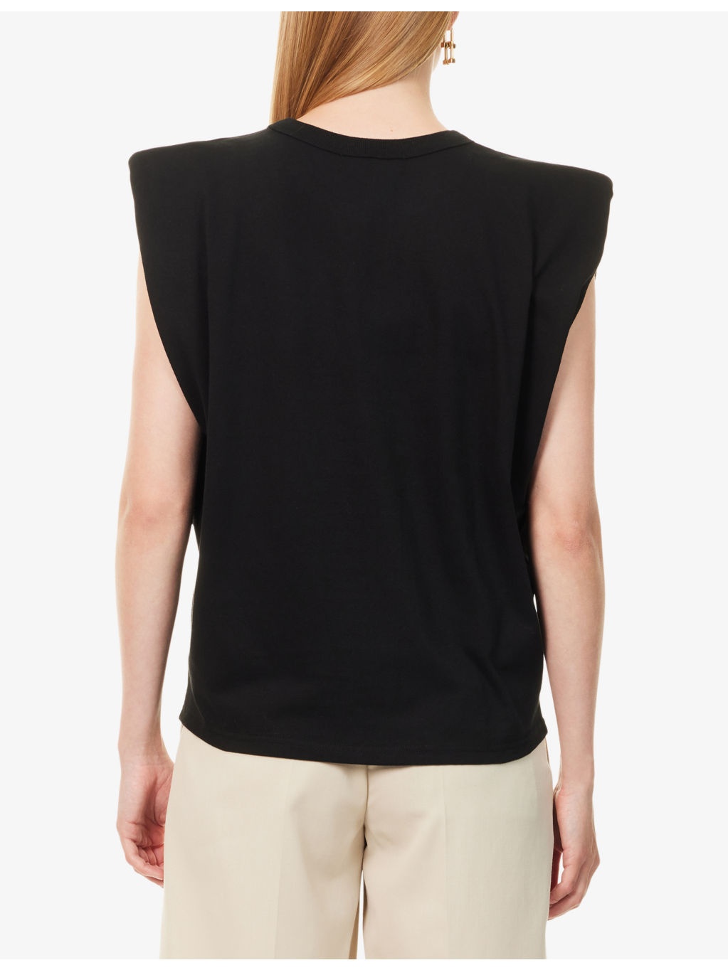 Eva Padded-Shoulder Cotton-Jersey Muscle T-Shirt - 4