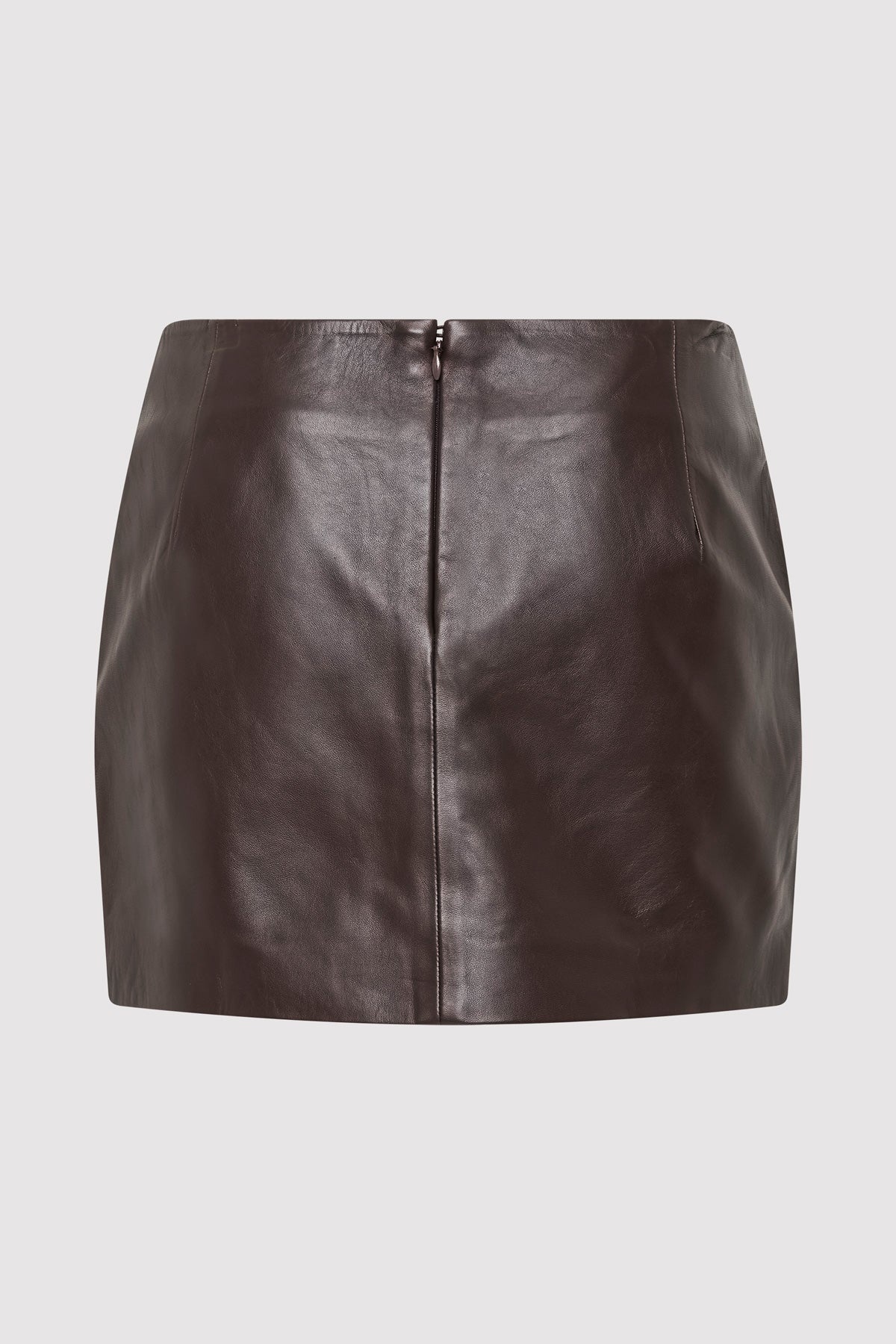 Leather Mini Skirt - Chocolate - 5