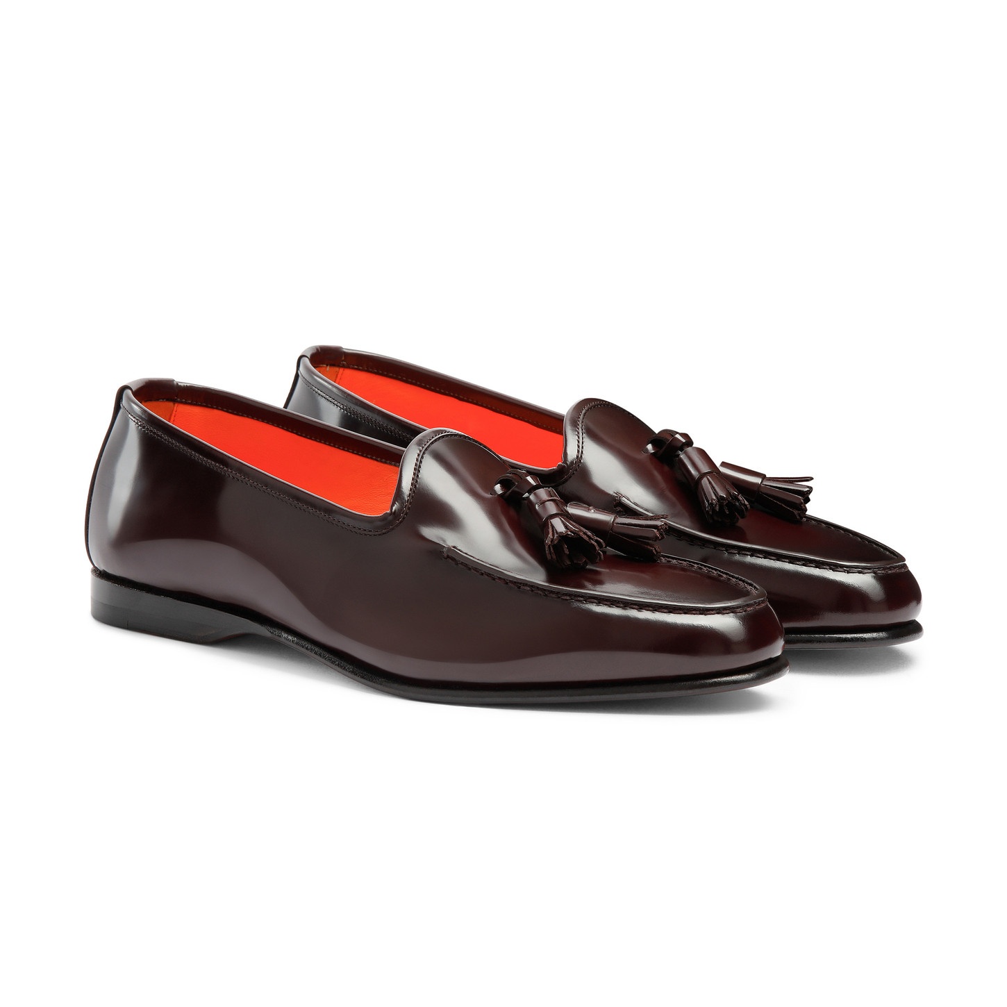 Men’s burgundy shiny leather Andrea tassel loafer - 3
