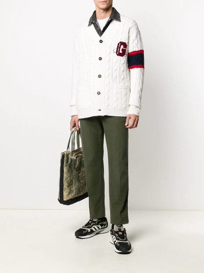 Golden Goose logo patch cable knitted cardigan  outlook