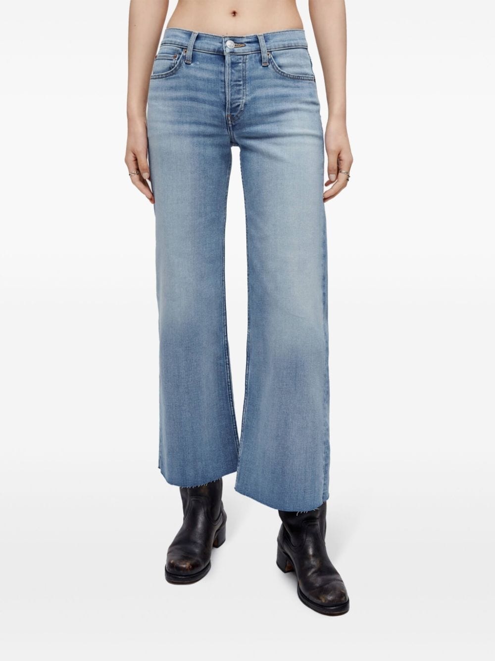 mid-rise wide cropped jeans - 3