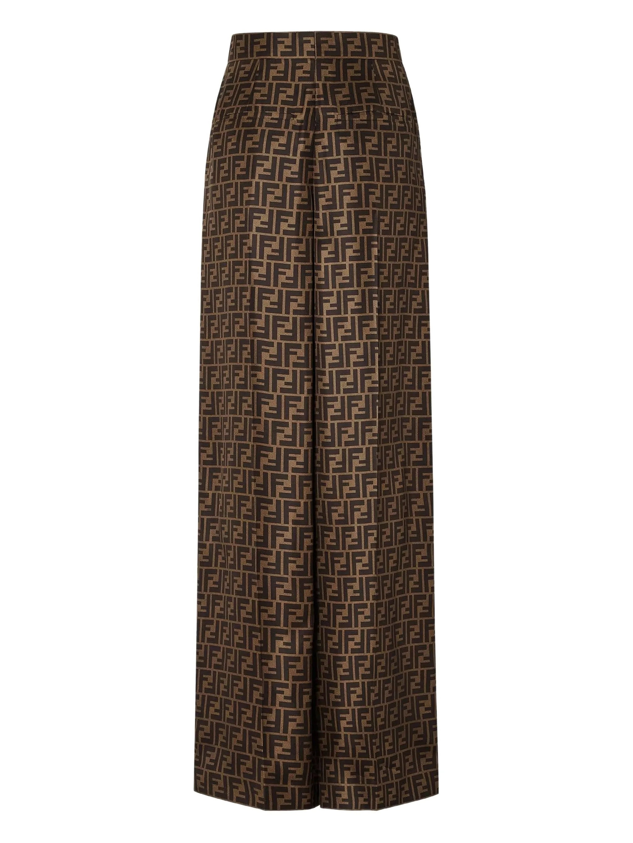 Fendi FF-monogram Pleated Silk Trousers - 2