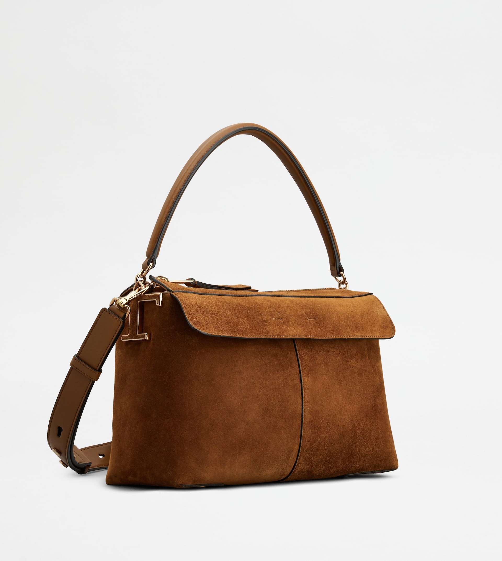 TOD'S T CASE BAULETTO IN SUEDE SMALL - BROWN - 3
