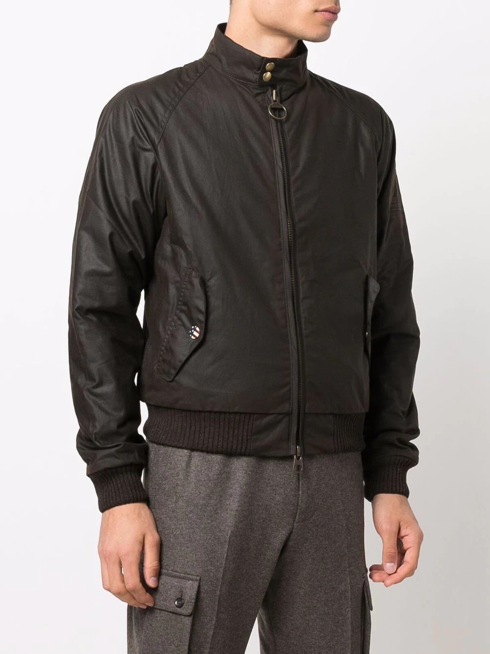 funnel neck zip-up wax jacket - 3