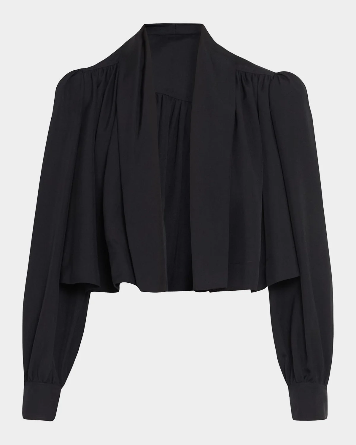 Open-Front Pleated Crop Blazer - 1