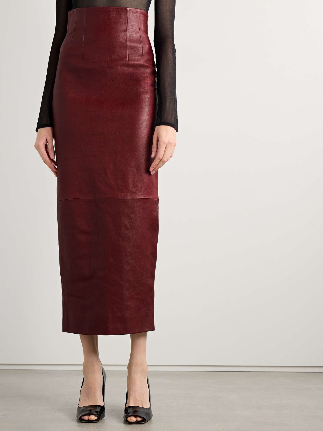 Loxley leather midi skirt - 3