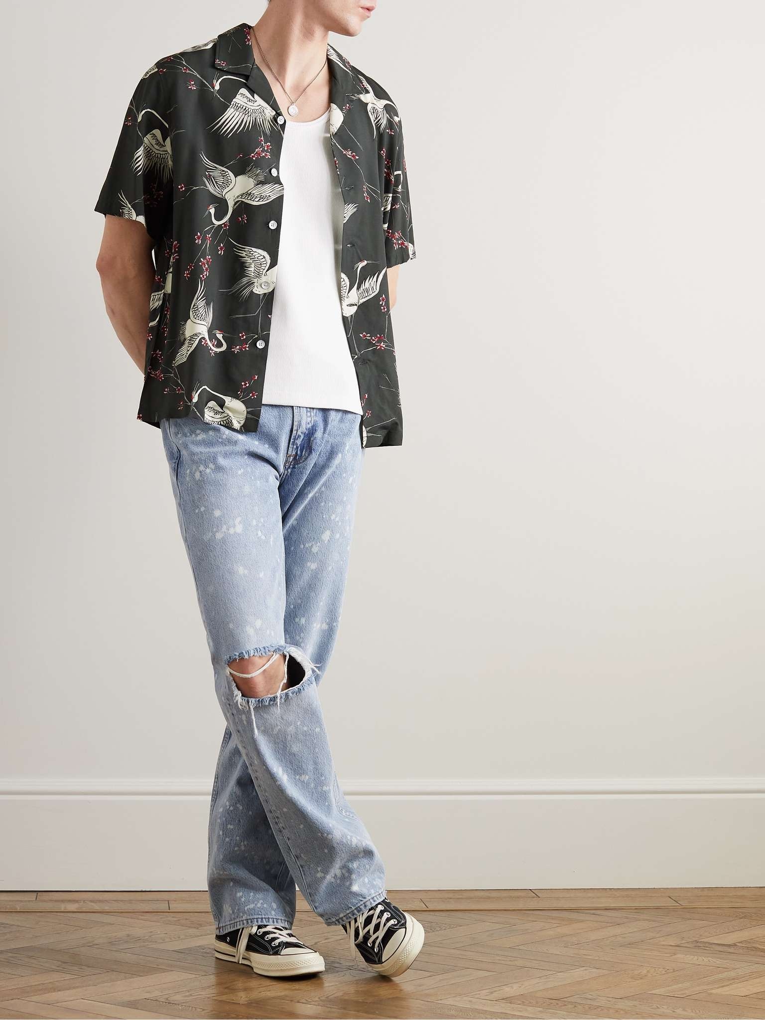 Avery Convertible-Collar Printed Crepe Shirt - 3