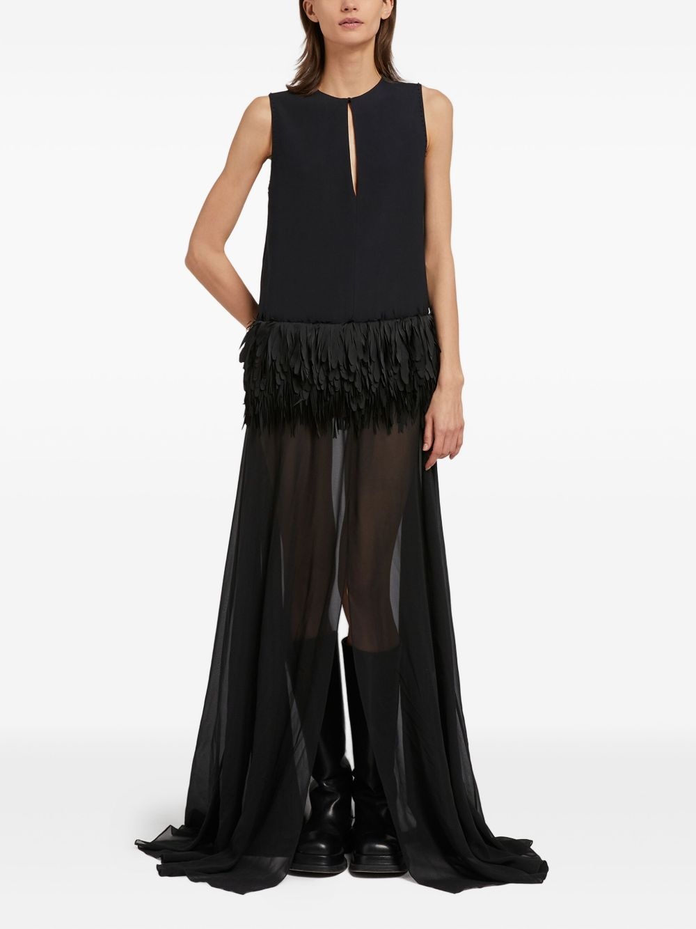 feather-embellished maxi dress - 2