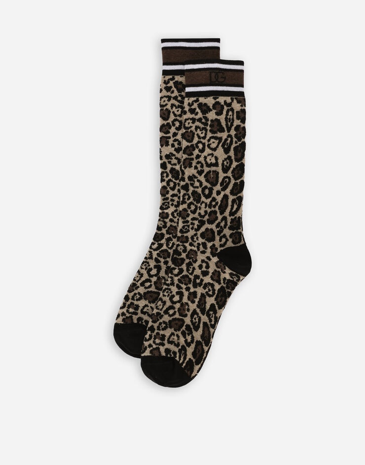 Leopard-print cotton jacquard socks - 2