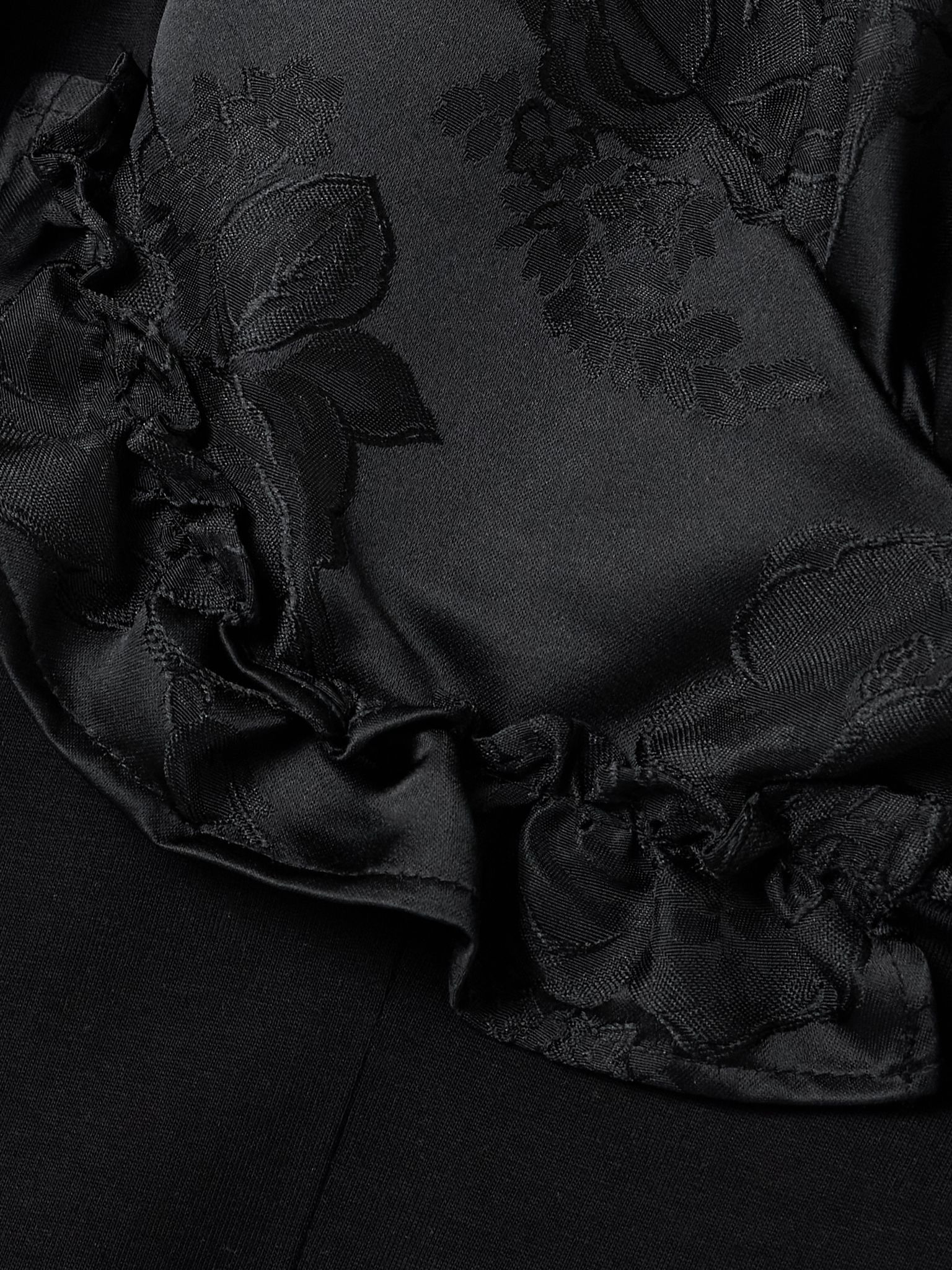 Appliquéd satin jacquard-trimmed cotton-jersey T-shirt Black - 4