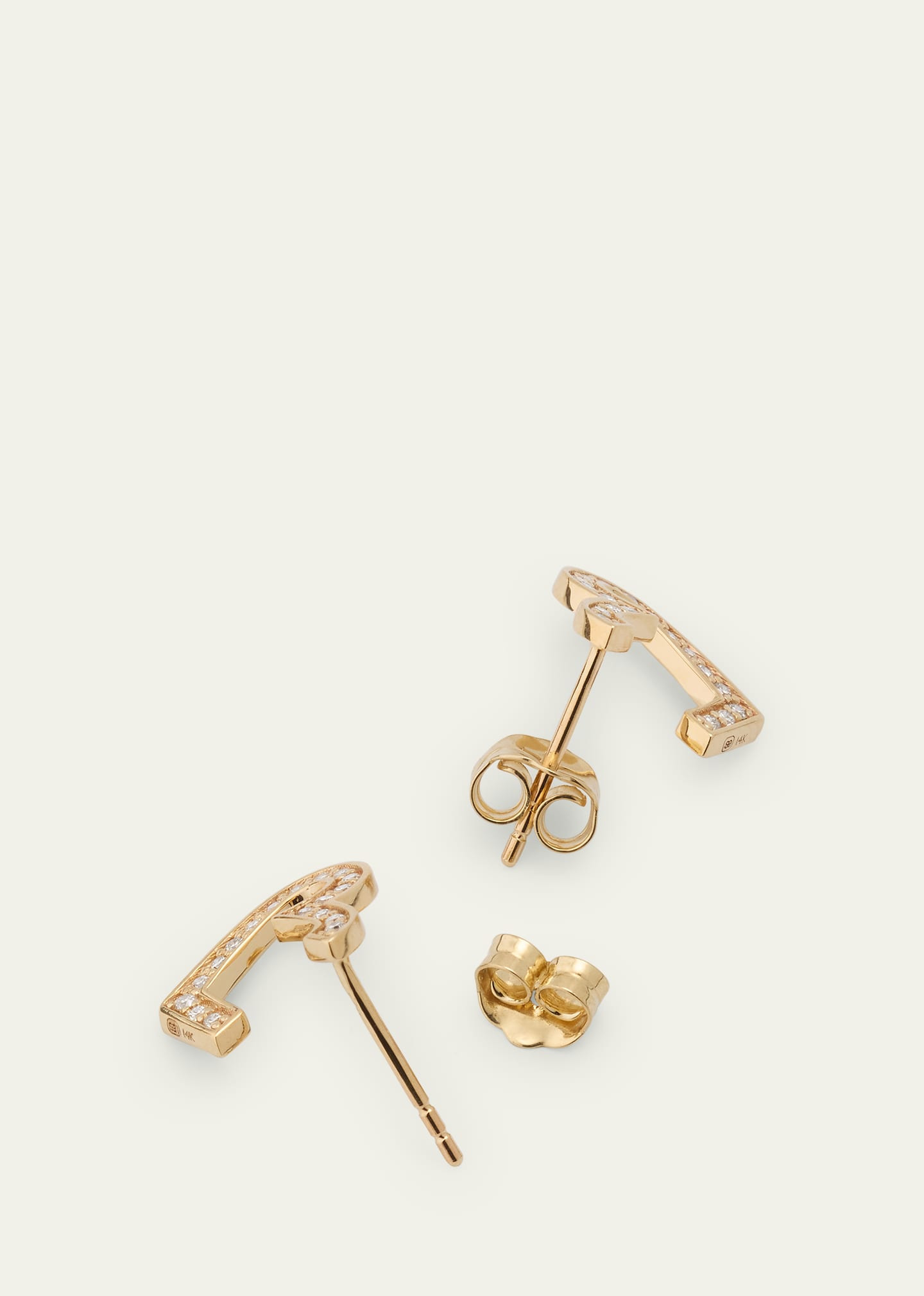 14K Yellow Gold Small Diamond Pave Heart Wrap Hoop Earrings - 4