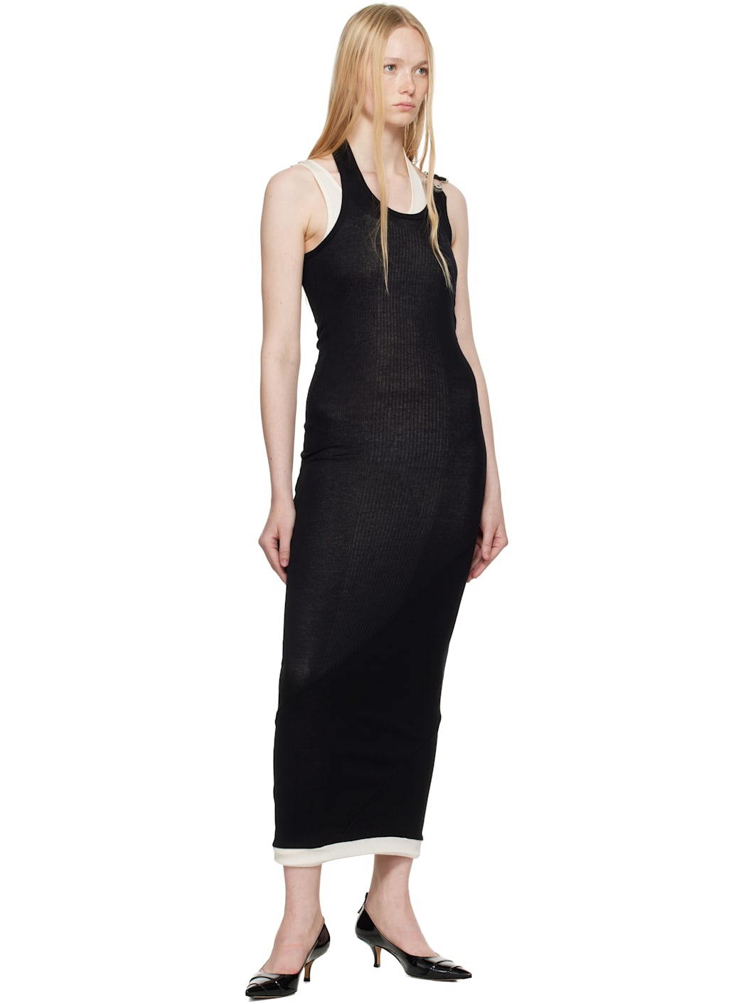 Black 'The Draped Double' Maxi Dress - 4