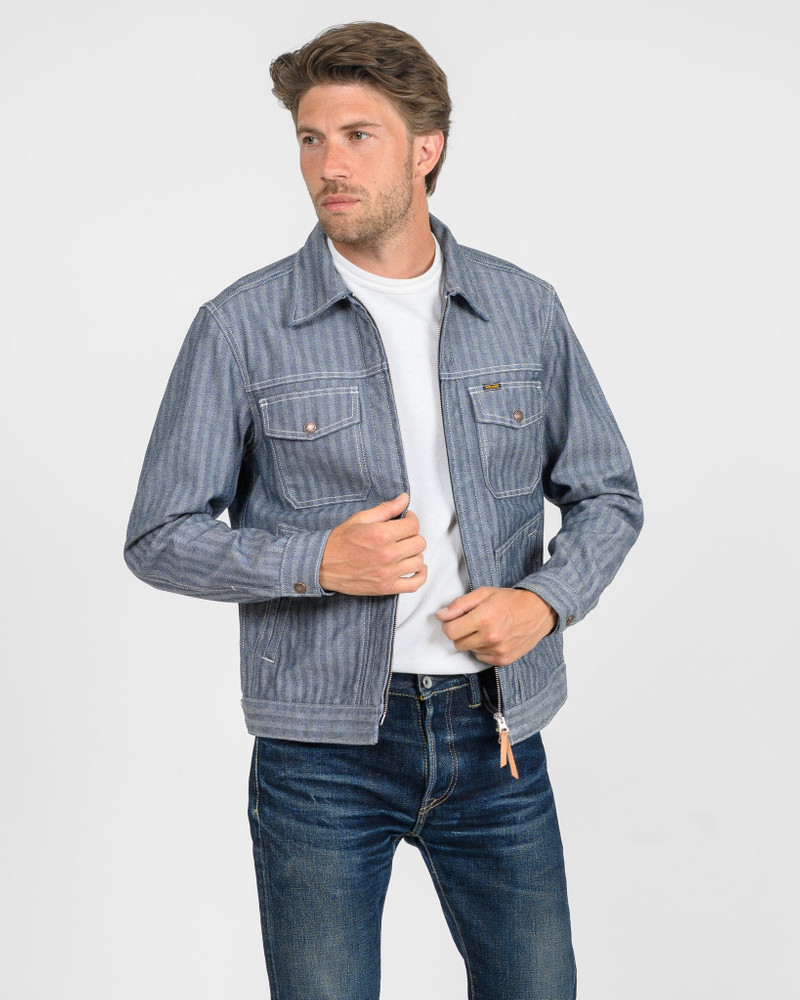 IHJ-164-BLU 10.5OZ HERRINGBONE WORK JACKET - INDIGO 3