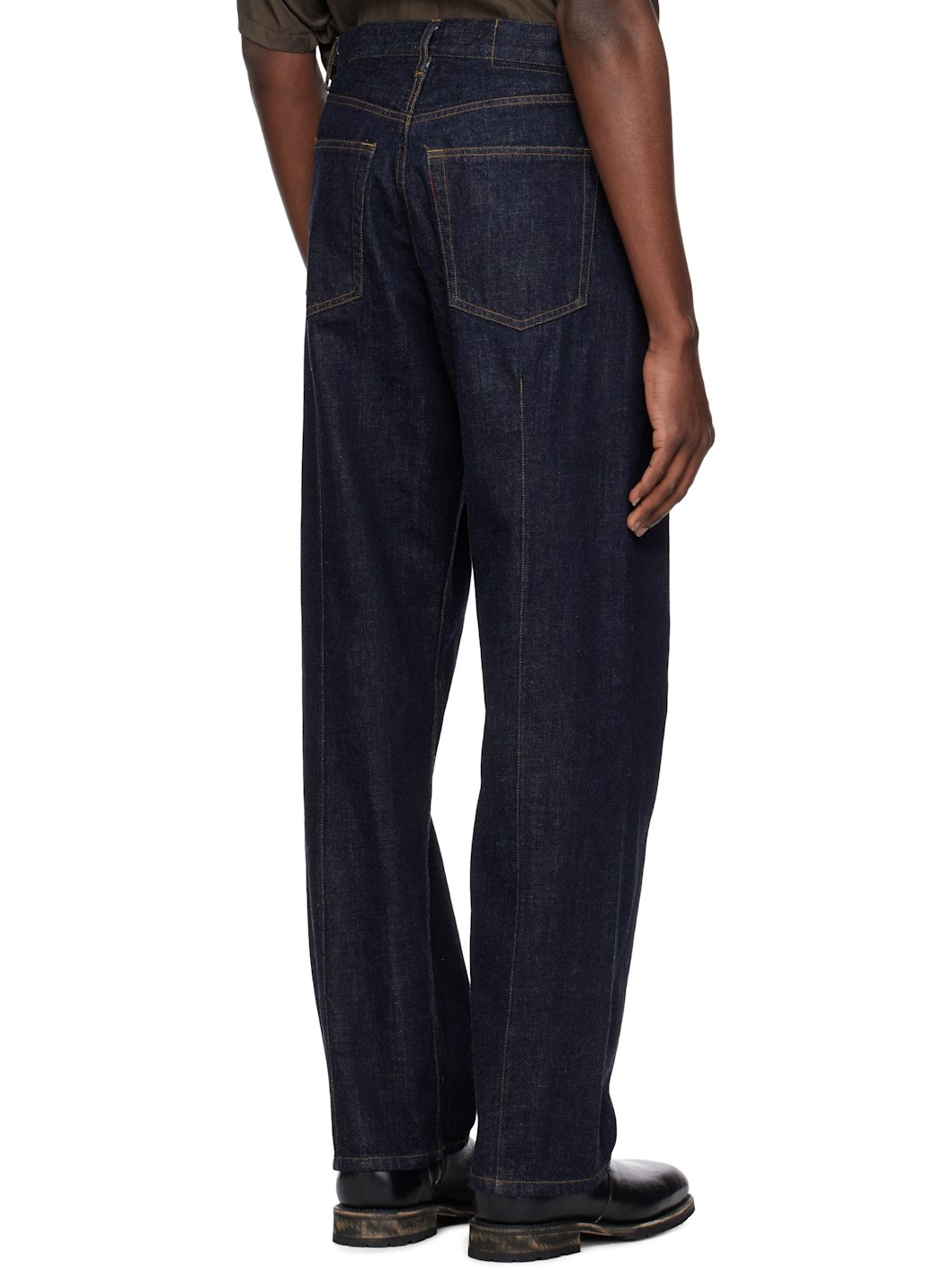 Navy Wide Straight 5P Jeans - 3
