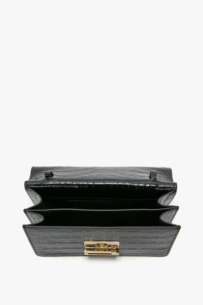 Victoria Beckham Mini Dorian Bag In Black Croc Embossed Leather outlook