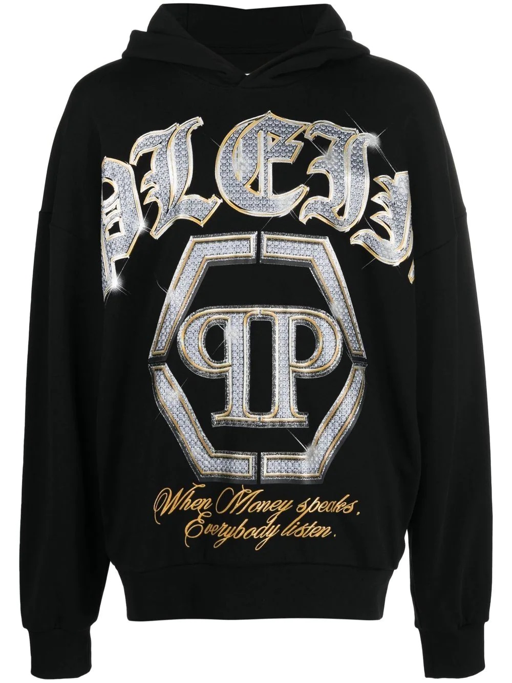 logo-print cotton hoodie - 1